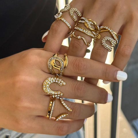Roestvrijstalen Zirkonia Ringen Voor Dames Verguld Geometrisch Waterdicht Hypoallergeen Luxe Mode Sieraden