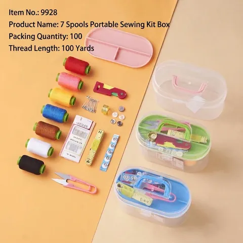 Kit de Costura Doméstico Caja de Almacenamiento Portátil Con Agujas Hilos Tijeras Cinta Métrica Para Hogar Viajes Suministros de Costura DIY