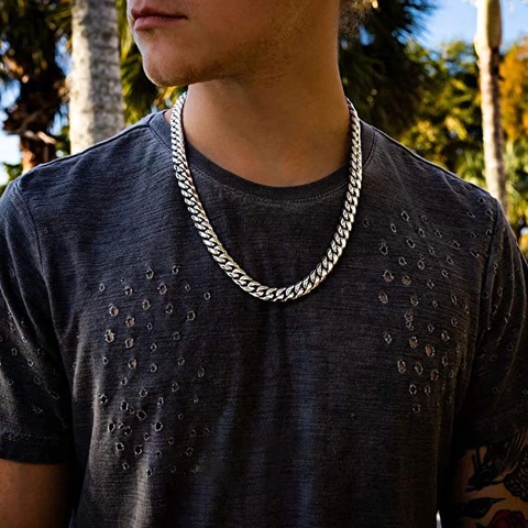 Cuban Link Chain Necklace Stainless Steel Polished Hip Hop Streetwear Fashion Jewelry For Men Women