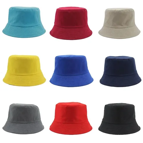 Solid Color Polyester Bucket Hat Casual Outdoor Sun Protection Foldable Fisherman Cap For Men Women Beach Hiking Traveling