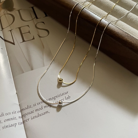 Collana Catena Serpente In Argento Sterling S925 Con Perla Rotonda Lucida Minimalista Elegante Catena Per Clavicola