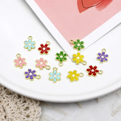 Alloy Drip Oil Small Flower Charms Colorful Floral DIY Jewelry Accessories Korean Fresh Style Pendants For Headwear Rubber Band