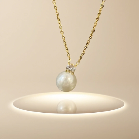 Elegante Collana E Orecchini Con Künstliche Perle Di Conchiglia Acciaio Inossidabile Placcato Oro Zircone Incastonato Per Donne Stile Moda