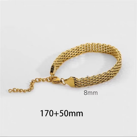 Stainless Steel Necklace Bracelet Mesh Braided Chain Jewelry For Women Gold Silver Plated Fashion Daily Party Wear