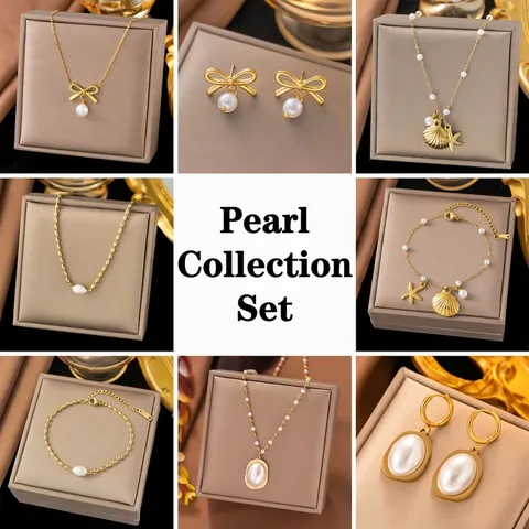 Elegant Artificial Baroque Pearl Necklace For Women Titanium Steel Gold Plated Heart Shell Butterfly Pendant Minimalist Jewelry