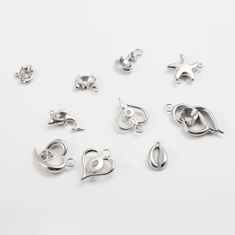 Polierte Edelstahl Ozean Herz Anhänger Strass Inlay DIY Schmuckherstellung Zubehör Seestern Delphin Muschel Charms