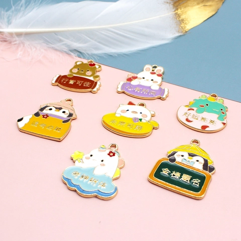Cartoon Animal Good Luck Charms Alloy Drip Oil Pendants For DIY Jewelry Making Keychain Necklace Accessories Craft Supplies