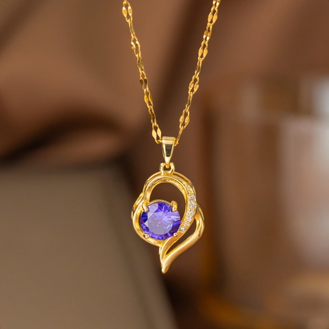 Fashion Stainless Steel Zirconia Heart Necklace For Women Gold Plated Zirconia Heart Pendant Choker Necklace Jewelry Gift