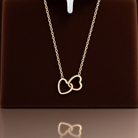 Minimalist Stainless Steel Double Heart Interlocking Necklace For Women Gold Silver Plated Clavicle Chain Fashion Jewelry Gift