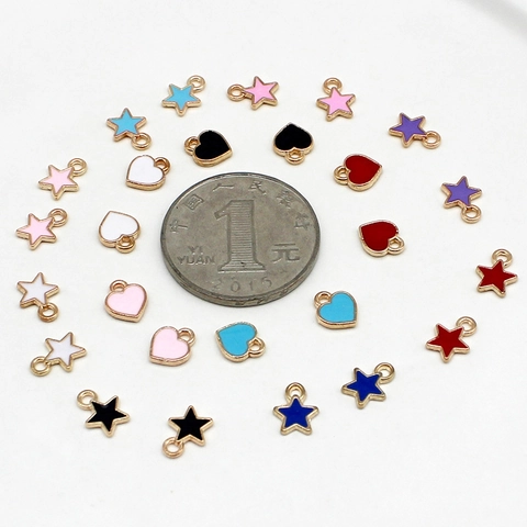 Star Heart Enamel Alloy Pendants Small Drip Oil Charms For DIY Jewelry Making Findings Craft Accessories
