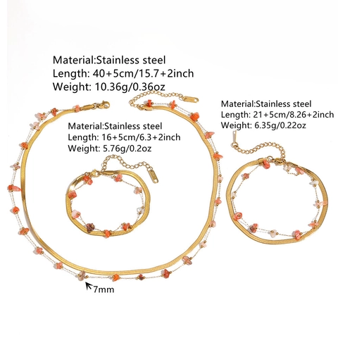 Double Layer Titanium Steel Snake Bone Chain Purple Amethyst Red Crystal Waist Chain Necklace Bracelet Anklet For Women