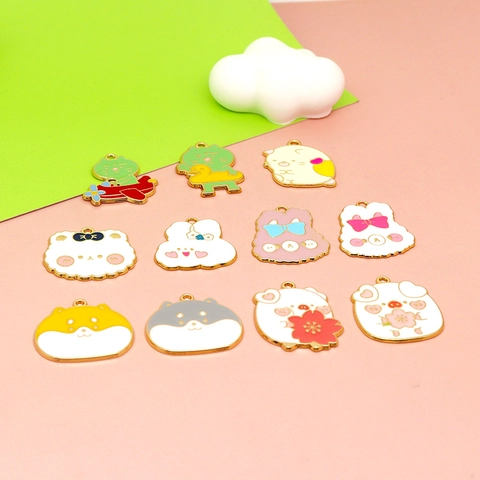 Accesorios de Joyería DIY de Cabeza de Animal de Dibujos Animados Dijes de Esmalte de Aleación de Zinc para Collar Pulsera Decoración de Bolsos Suministros de Artesanía