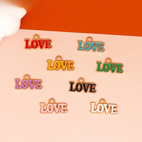 Zinc Alloy Enamel Drip Oil LOVE English Letter Charms DIY Handmade Jewelry Making Material Accessories For Keychain Pendant