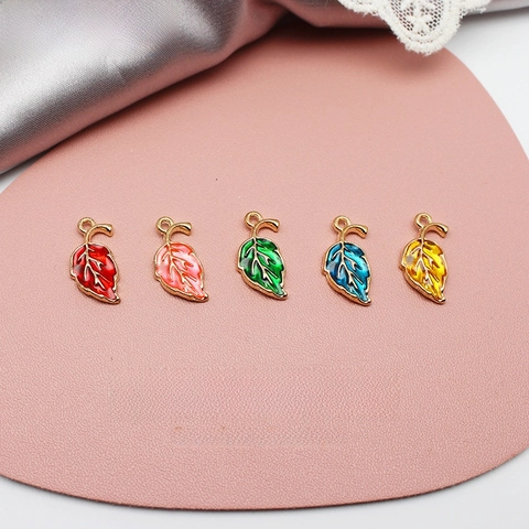 DIY Jewelry Accessories Alloy Enamel K Gold Plated Transparent Maple Leaf Pendant Charms For Earring Necklace Making Findings