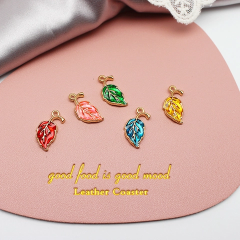 DIY Jewelry Accessories Alloy Enamel K Gold Plated Transparent Maple Leaf Pendant Charms For Earring Necklace Making Findings