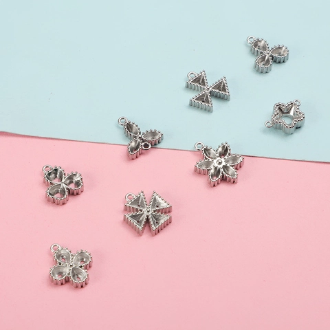 Edelstahl Herz Stern Klee Anhänger Für DIY Schmuckherstellung Doppelöse Strass-Fassung Charms Zubehör