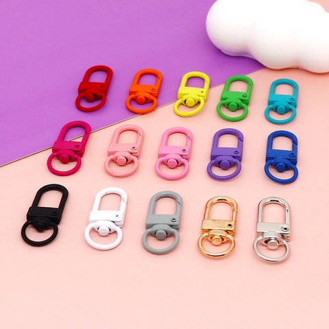 Colorful U-Shaped Swivel Lobster Clasp Alloy Enamel Rotating Dog Buckle DIY Jewelry Finding For Keychain Bag Accessories
