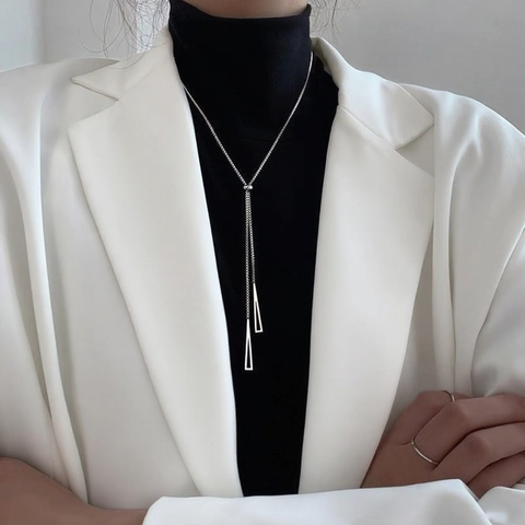 Collana A Y In Acciaio Inossidabile Minimalista Geometrico Triangolo Nappa Catena Box Accessorio Chic Versatile Per Donna