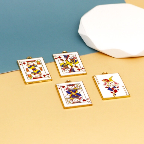 Poker Card Rabbit Zinc Alloy Drip Oil Pendants Personality J Q K Joker Shapes Jewelry Making Accessories For DIY Necklace