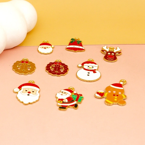 Christmas Cartoon DIY Jewelry Accessories Santa Claus Snowman Elk Gingerbread Man Enamel Alloy Pendants For Bag Decoration