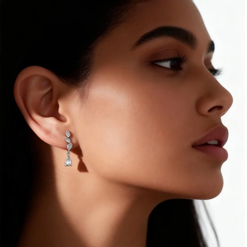 Hangende Oorbellen Met 925 Sterling Zilveren Oorsteker Marquise Zirconia Waterdruppel Peer Vorm Chic Sprankelend Voor Dames