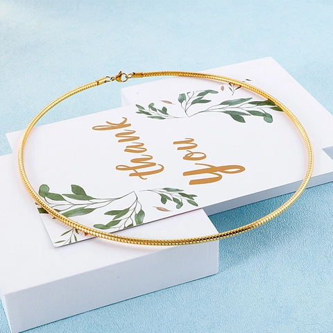 Collana Catena Serpente Minimalista Liscia Rotonda Acciaio Inossidabile Color Oro Gioielli Di Moda Per Donne