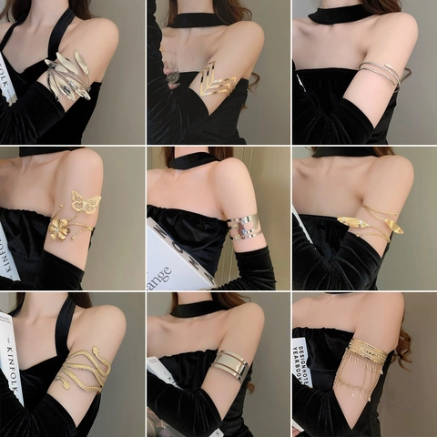 Arm Cuff Bracelet Plated Alloy Adjustable Open Bangle Jewelry For Women Punk Boho Style Exaggerated Fashion Accessories
