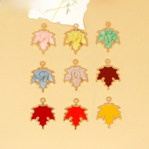 Maple Leaf Enamel Zinc Alloy Charm For DIY Jewelry Making Earrings Necklace Keychain Pendant Autumn Foliage Accessories