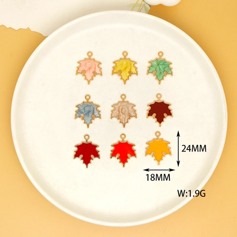 Maple Leaf Enamel Zinc Alloy Charm For DIY Jewelry Making Earrings Necklace Keychain Pendant Autumn Foliage Accessories