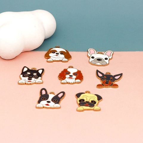 Colgantes de Perro de Dibujos Animados de Aleación de Esmalte para Hacer Joyas Dijes de Animales Lindos para Collar Pendiente