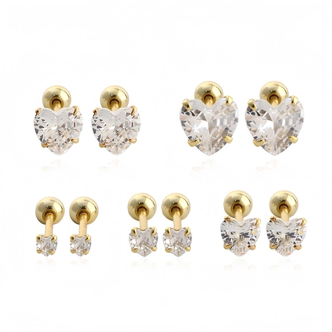 Boucles d'Oreilles Clous en Argent Sterling 925 Cœur en Strass pour Femmes Bijoux Sophistiqués à Fermoir à Vis