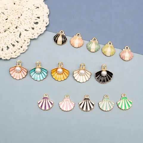 Oceaan Serie Schelp Legering Emaille Charms Kunstparel Druppelolie Hangers Voor DIY Oorbel Sieraden Maken Accessoires
