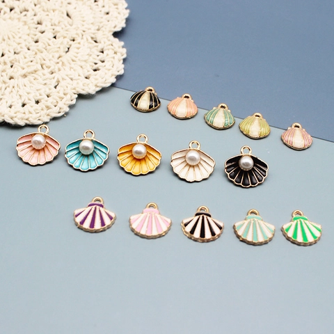 Oceaan Serie Schelp Legering Emaille Charms Kunstparel Druppelolie Hangers Voor DIY Oorbel Sieraden Maken Accessoires