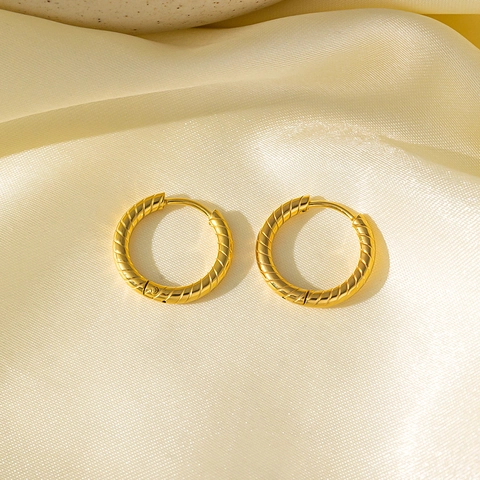 Pendientes De Aro De Cuerda Trenzada Bañados En Oro De 18K Acero Inoxidable Joyería Minimalista Para Mujeres