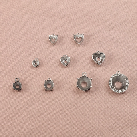 Edelstahl Herz Oval Rund Krallen Fassung Sockel Für DIY Schmuckherstellung Anhänger Ohrring Handgefertigtes Zubehör Mode