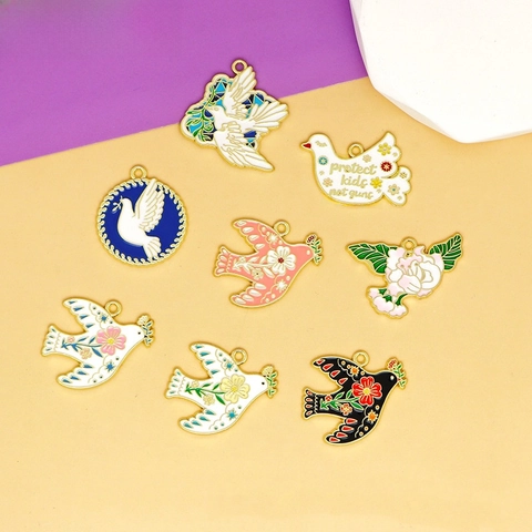 Peace Dove Enamel Alloy Charms Bird Swallows Pendants For DIY Necklace Bracelet Handmade Jewelry Making Crafting Accessories