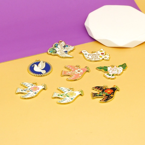 Peace Dove Enamel Alloy Charms Bird Swallows Pendants For DIY Necklace Bracelet Handmade Jewelry Making Crafting Accessories
