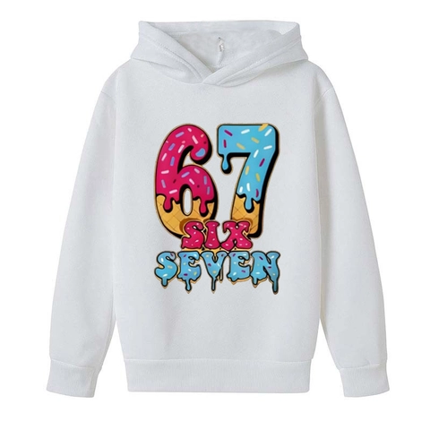 Kids Hoodie Sweatshirt Cartoon Number 67 Donut Ice Cream Graphic Long Sleeve Casual Fleece Pullover For Boys And Girls
