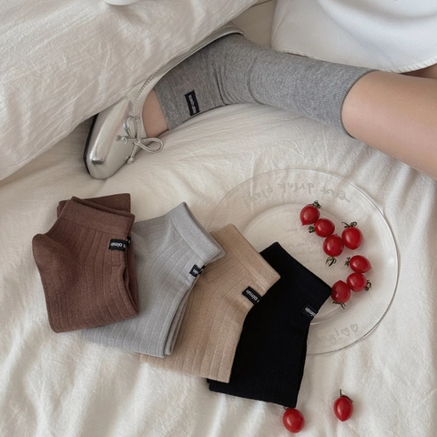 Calze Slouch A Mezza Punta Da Donna Misto Cotone A Costine Traspirante Stile Giapponese Scaldamuscoli Accessorio Minimalista Versatile
