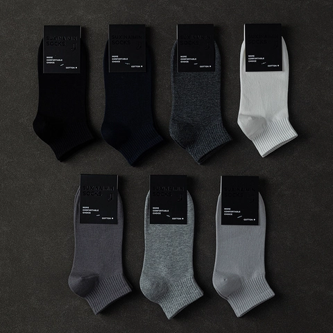 Men's Cotton Sport Socks Antibacterial Odor Resistant Breathable Casual Solid Color Ankle Crew Socks