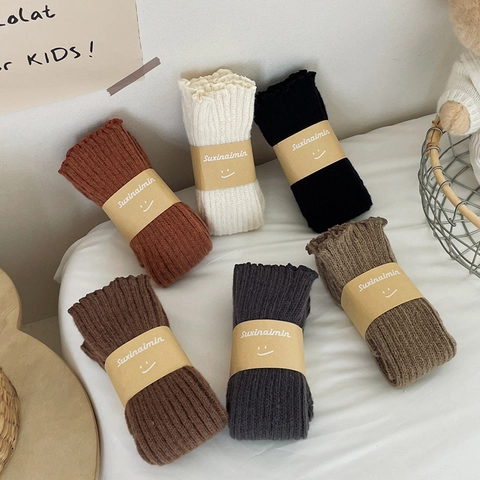 Women Japanese Style Ribbed Knitted Leg Warmers Solid Color Thick Thread Warm Winter Slouchy Footless Socks For Daily Wear