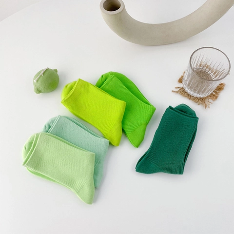 Damen Crew Socken Gekämmte Baumwolle Gerippt Einfarbig Morandi Farben Weich Atmungsaktiv Lässige Mittelhohe Socken