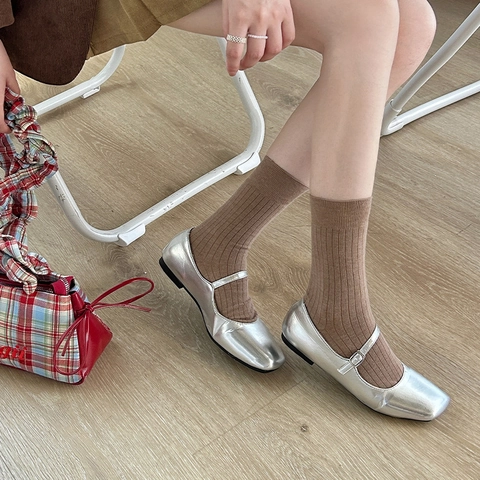 Chaussettes Mi-Mollet Côtelées Femme Mélange De Laine Chaud Automne Hiver Chaussettes Plissées Style Japonais Sans Couture