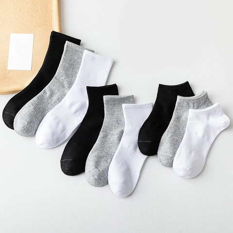 Sport Socks Combed Cotton Breathable Sweat Absorbent Ribbed Crew Ankle Casual For Men Women Unisex Solid Color