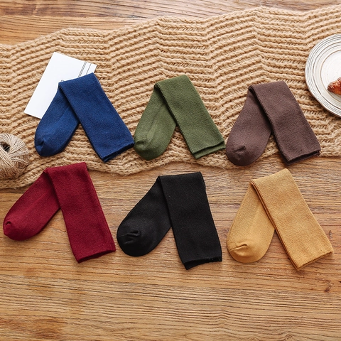 Women Slouch Socks Combed Cotton Ribbed Knit Mid-Calf Solid Color Breathable Soft Lightweight Daily Casual Comfortable