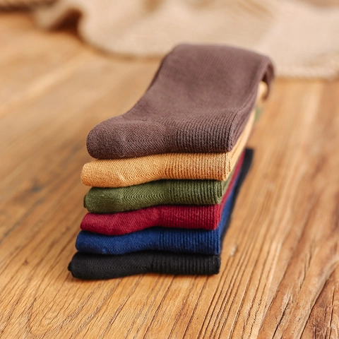 Japanischer Stil Baumwolle Slouch-Socken Für Damen Retro Rippenstrick Einfarbig Rollsaum Wadenlang Casual Socken Komfort