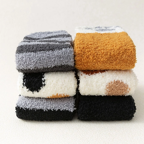 Calze In Pile Corallo Da Donna Spesse Calde Inverno Casa Dormire Motivo Zampa Di Gatto Cartone Animato Morbide Comode