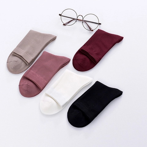 Calcetines Media Pantorrilla Mujer Modal Fino Transpirable Color Sólido Business Casual Puño Acanalado Sin Costuras Suave