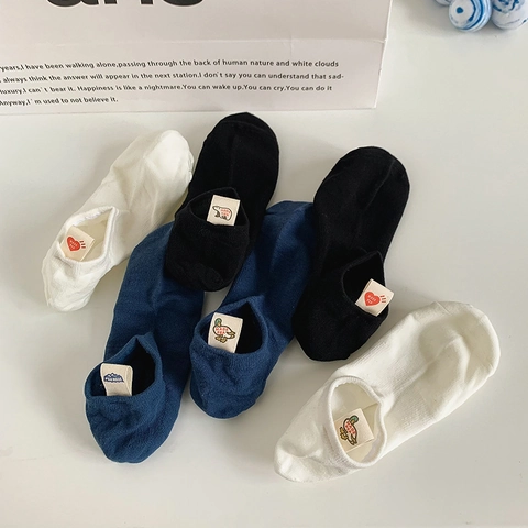 Chaussettes Invisibles En Coton Pour Femmes Respirantes Avec Étiquettes D'Animaux De Dessin Animé Style Décontracté Minimaliste