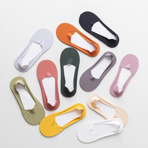 Calcetines Invisibles De Satén De Hielo Para Mujer Corte Bajo Silicona Antideslizante Sin Costuras Transpirable Color Sólido